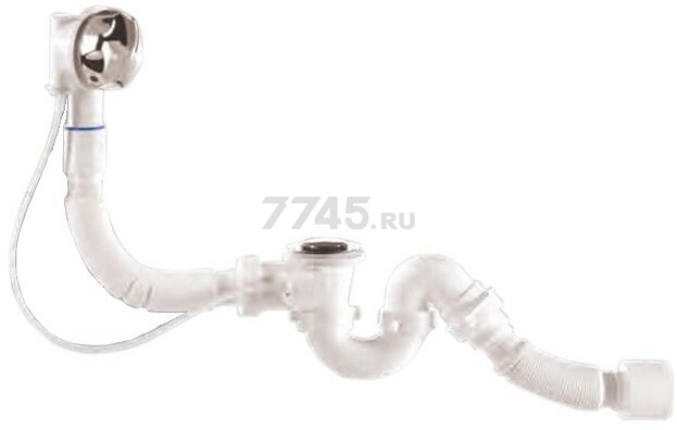Сифон для ванны D70 с выпуском и переливом с гибкой трубой 40х40/50 BAKIMAY (0100101006)